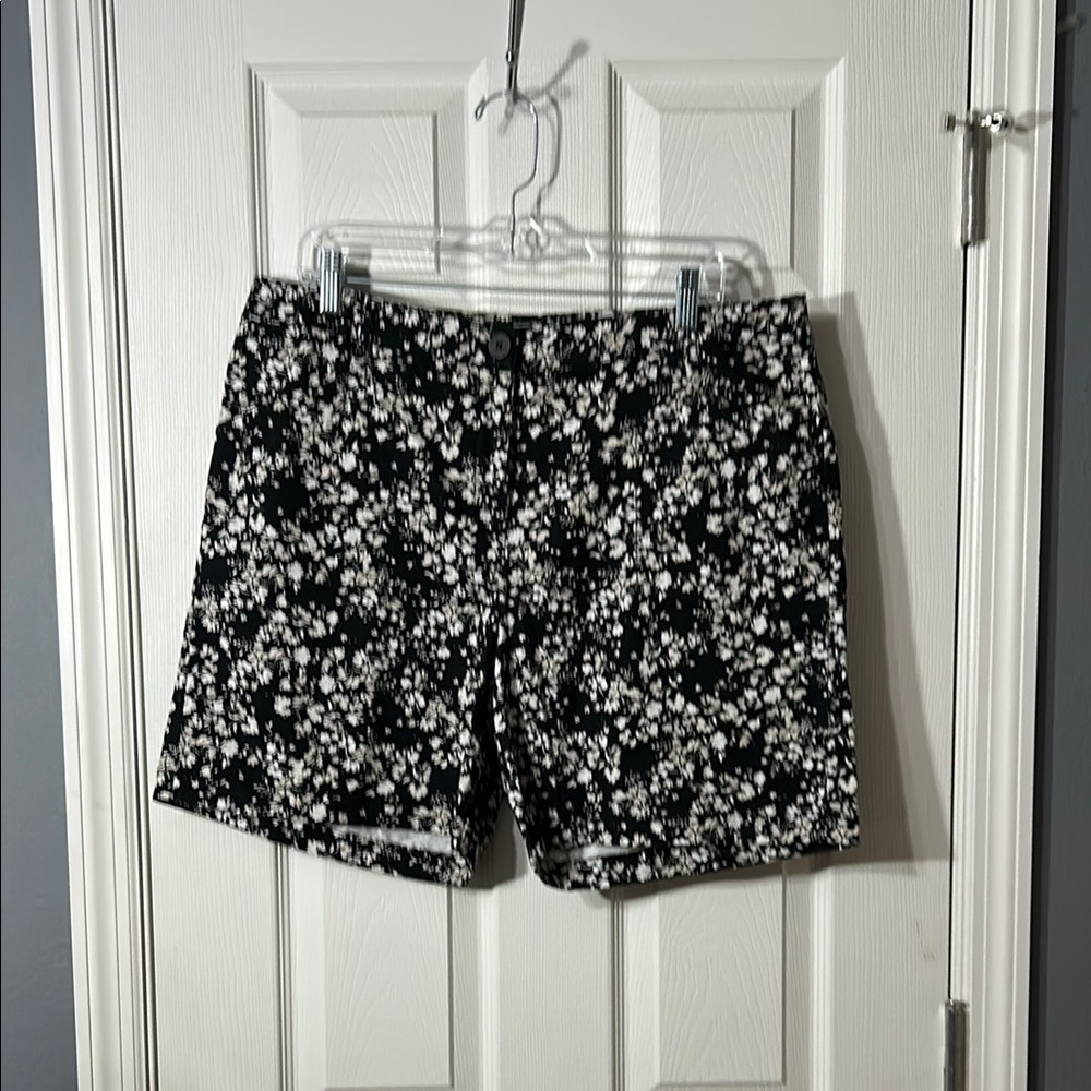 J. Jill Black and Tan Flat Front Floral Shorts